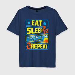 Мужская футболка оверсайз Eat sleep fly