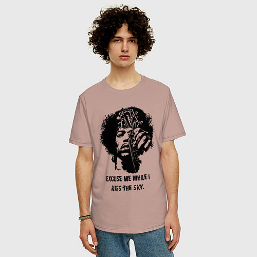 Мужская футболка оверсайз James Marshall Hendrix / Пыльно-розовый – фото 3