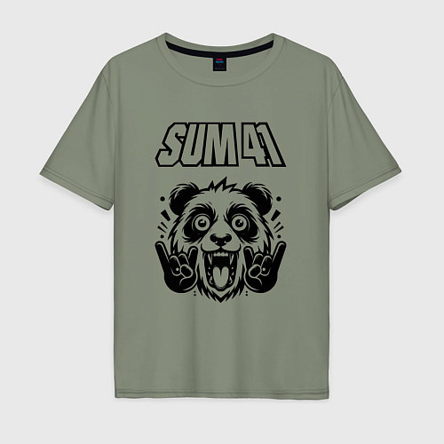 Мужская футболка оверсайз Sum41 - rock panda / Авокадо – фото 1