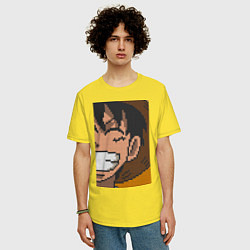Футболка оверсайз мужская Ван Пис Луффи Монки Д пиксельный, цвет: желтый — фото 2