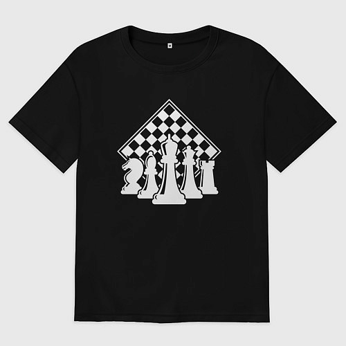 Мужская футболка оверсайз Фигуры шахмат / Черный – фото 1