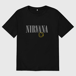 Футболка оверсайз мужская Nirvana logo smile, цвет: черный