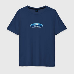 Футболка оверсайз мужская FORD авто спорт лого, цвет: тёмно-синий