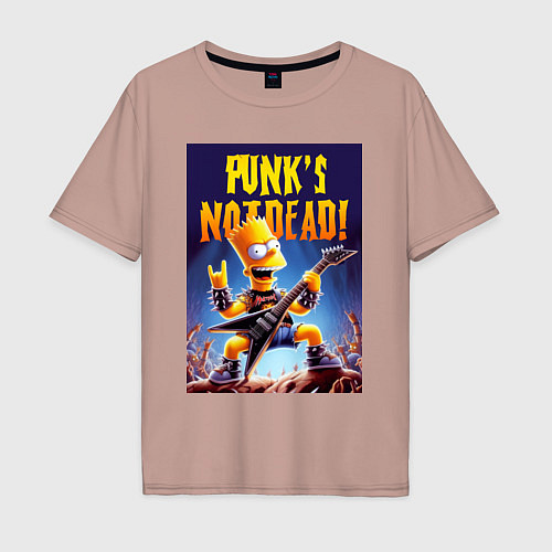 Мужская футболка оверсайз Bart Simpson - punks not dead / Пыльно-розовый – фото 1