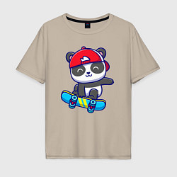 Футболка оверсайз мужская Panda skater, цвет: миндальный