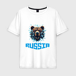 Футболка оверсайз мужская Russian bear head, цвет: белый