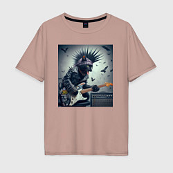 Мужская футболка оверсайз Котёнок панк гитарист - нейросеть