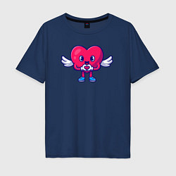 Футболка оверсайз мужская Heart angel, цвет: тёмно-синий