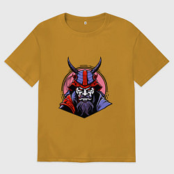 Футболка оверсайз мужская Samurai evil face, цвет: горчичный