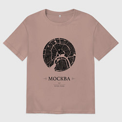 Футболка оверсайз мужская Меридианы - Москва, цвет: пыльно-розовый