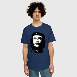 Футболка оверсайз мужская Черно-белый силуэт Че Гевара, цвет: тёмно-синий — фото 2
