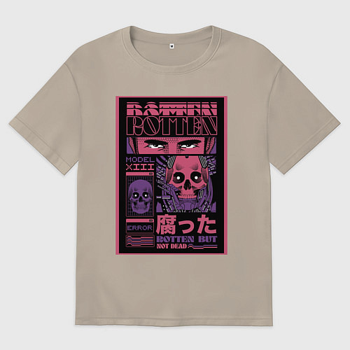 Мужская футболка оверсайз КиберАниме / Миндальный – фото 1