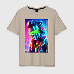 Мужская футболка оверсайз Minecraft and cyberpunk - collaboration ai art