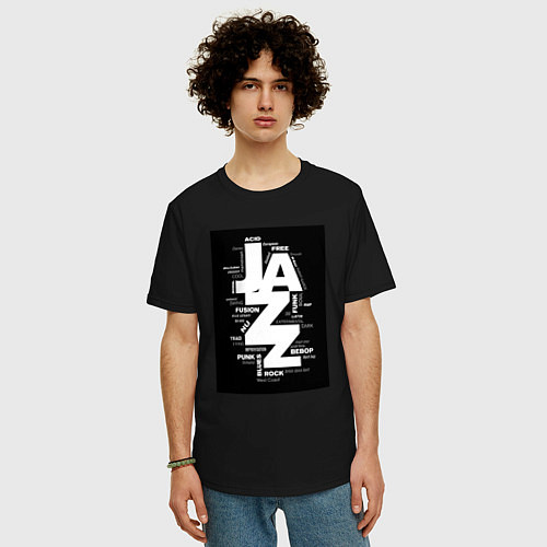 Мужская футболка оверсайз Джазовые стили / Черный – фото 3