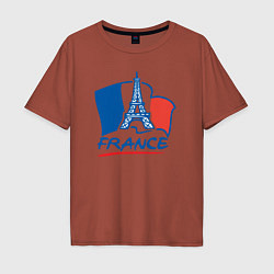 Футболка оверсайз мужская France, цвет: кирпичный