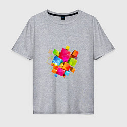 Мужская футболка оверсайз Цветные квадраты