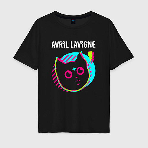 Мужская футболка оверсайз Avril Lavigne rock star cat / Черный – фото 1