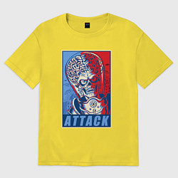 Футболка оверсайз мужская Attack brain-alien, цвет: желтый