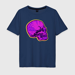 Футболка оверсайз мужская Пурпурный череп, цвет: тёмно-синий