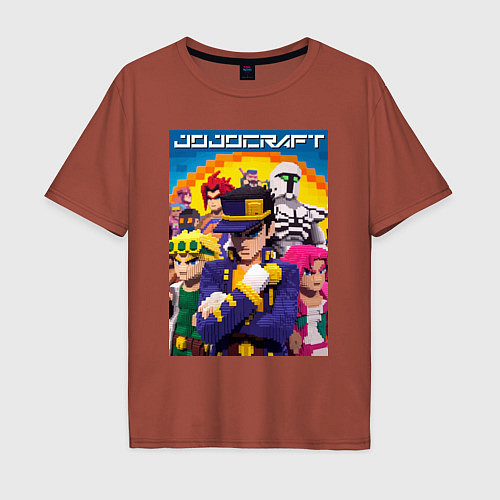 Мужская футболка оверсайз Minecraft and Jojo collaboration - ai art / Кирпичный – фото 1