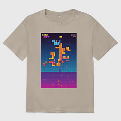 Мужская футболка оверсайз Синтвейв тетрис