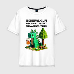 Футболка оверсайз мужская Collaboration of Minecraft and beersaur - ai art, цвет: белый