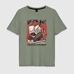 Футболка оверсайз мужская Welding joke, цвет: авокадо