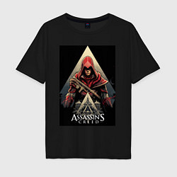 Футболка оверсайз мужская Assassins creed красный костюм, цвет: черный