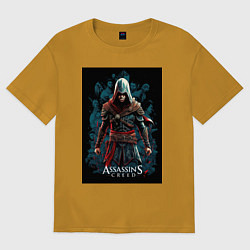 Футболка оверсайз мужская Assassins creed старый стиль, цвет: горчичный