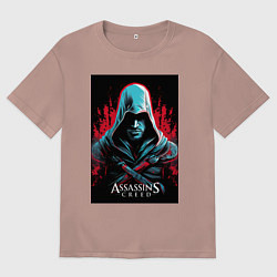 Футболка оверсайз мужская Assassins creed классика, цвет: пыльно-розовый