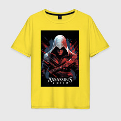 Мужская футболка оверсайз Assassins creed красные пятна