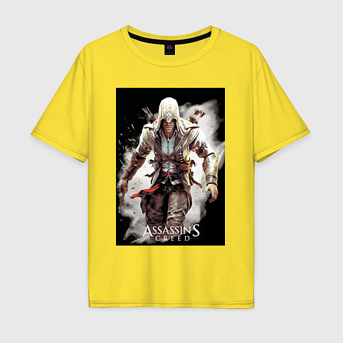 Мужская футболка оверсайз Assassins creed белый туман / Желтый – фото 1