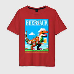 Футболка оверсайз мужская Beersaur - pixel art, цвет: красный