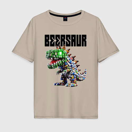 Мужская футболка оверсайз Beersaur - meme ai art / Миндальный – фото 1