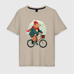 Мужская футболка оверсайз Медвежонок на велосипеде