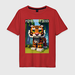 Мужская футболка оверсайз Funny tiger cub - Minecraft