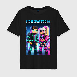 Мужская футболка оверсайз Барби и Кен - коллаборация с Майнкрафт