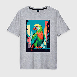 Футболка оверсайз мужская Попугай в городе, цвет: меланж