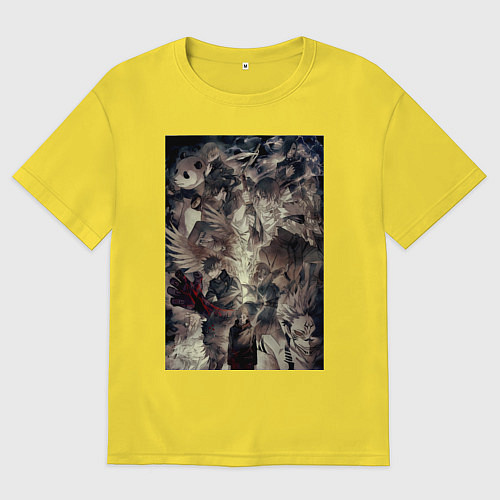 Мужская футболка оверсайз Магическая битва Мэгуми Фусигуро Сукуна / Желтый – фото 1