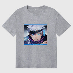 Мужская футболка оверсайз Сатору Годзё портрет Jujutsu Kaisen