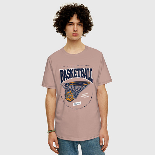 Мужская футболка оверсайз Баскетбол Калифорния / Пыльно-розовый – фото 3