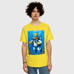 Футболка оверсайз мужская Homer diving - ai art, цвет: желтый — фото 2