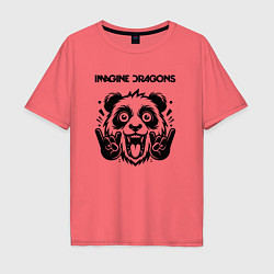 Футболка оверсайз мужская Imagine Dragons - rock panda, цвет: коралловый