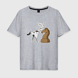 Мужская футболка оверсайз Кошка Хома и шахматный конь