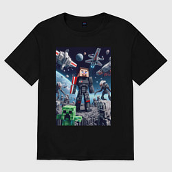 Футболка оверсайз мужская Minecraft and Mass effect - collaboration ai art, цвет: черный