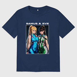 Мужская футболка оверсайз Самус Аран и Ева