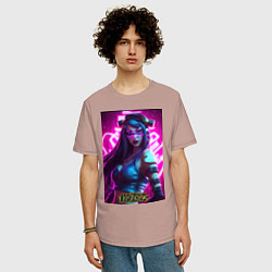 Футболка оверсайз мужская League Of Legends Akali Kda, цвет: пыльно-розовый — фото 2