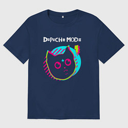 Футболка оверсайз мужская Depeche Mode rock star cat, цвет: тёмно-синий