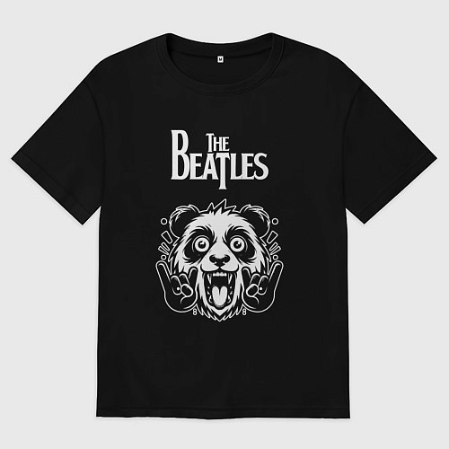 Мужская футболка оверсайз The Beatles rock panda / Черный – фото 1
