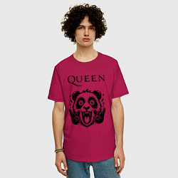 Футболка оверсайз мужская Queen - rock panda, цвет: маджента — фото 2
